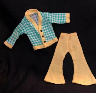 Vintage Barbie Clone Clothes Mod Era Outfit Hong Kong Tag Yellow Green Pant Suit