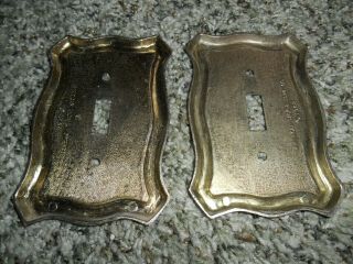 2 Vintage American Tack Brass Tone Metal LIGHT SWITCH COVER 1968 Decorative 2