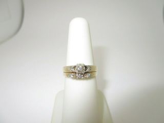 Antique Diamond Bridal Set Wedding Natural 14k Solid Gold Size 6.  5 R422
