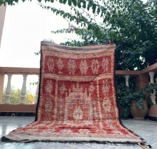 Antique Old Moroccan Handmade Mzouda Carpet 3 