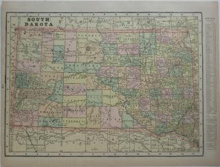 1900 Map South Dakota Black Hills Railroads Mines Wounded Knee Custer