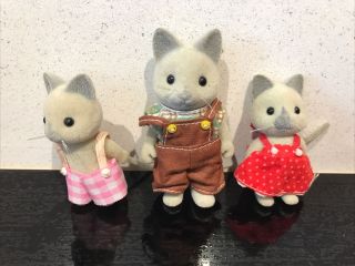 Vintage Sylvanian Families Solitaire Siamese Cat Dad Brother & Sister Tails