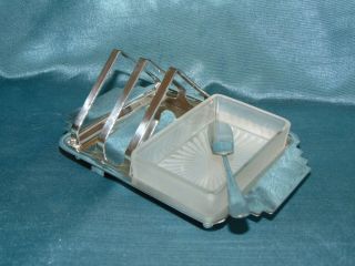 Exquisite Period Art Deco Silver Plate Toast Rack Breakfast Set Odeon Step Deco