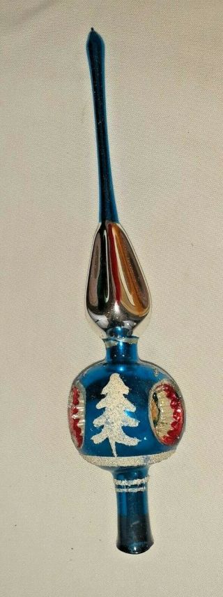 Vintage Santa Land TREE TOP Ornament w/ Box Glass Poland 2