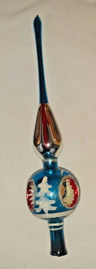 Vintage Santa Land TREE TOP Ornament w/ Box Glass Poland 3