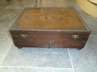 Vintage Large Oak Wood Canteen Of Cutlery Box Storage Display Chest With Drawer