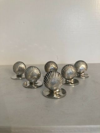 Tiffany Sterling Silver Set Of 6 Clam Shell Place Card Holders