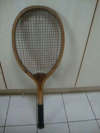 Vintage Antique Wooden Tennis Rackets With Wedge Throat And All Stringing Intact