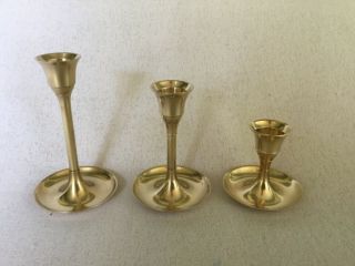 Brass Candlestick Holders Set Of 3 Taper Candle Holders Vintage 5 " 4 " 2 3/4 "