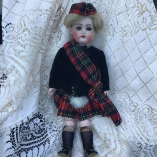 Antique Simon & Halbig K R German Bisque Doll 16 In Scottish Costume
