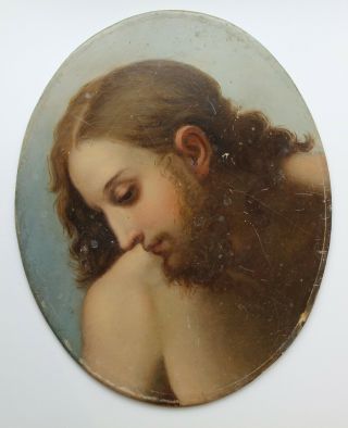 Italian Antique Old Master Oil Painting Circle Carlo Maratta The Head Of Christ