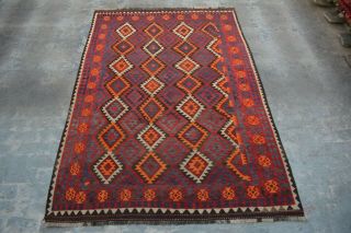 F1890 Handmade Afghan Wool Tribal Maimana Vintage Persian Rug 6 