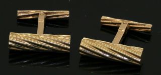 Vintage Heavy 14k Gold High Fashion 22 X 6.  5mm Cable Bar Cufflinks