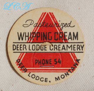 Scarce - Deer Lodge Montana - Antique Miik Bottle Dairy Cap