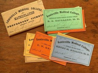 12 Pc Antique Louisville Ky Medical College Matriculation Lecture Tickets 1875