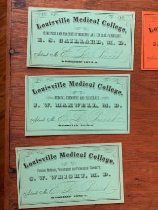 12 pc Antique Louisville KY Medical College Matriculation Lecture Tickets 1875 4