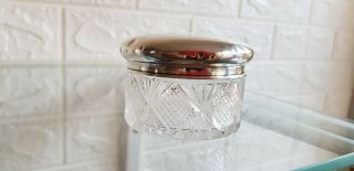 1894 Birmingham Hallmarked Deakin & Francis Silver Topped Cut Glass Vanity Jar