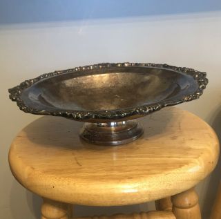 Vintage Sheridan Pedestal Candy Bowl Nut Dish Silver Plated Footed Bowl 11.  5”