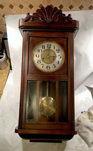 Antique Gustav Becker German Box Regulator Wall Clock - Labels