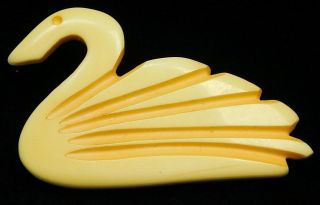 Antique Vtg Button Large Realistic Carved Celluloid Swan G8