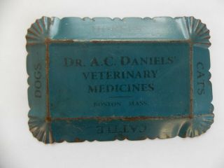 Antique Vintage A.  C.  Daniels Advertising Tip Tray Dog Veterinary Medicine 1900 ' s 2