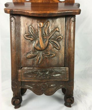 Antique Hand Carved French Salt Box,  Cabinet,  16.  75 
