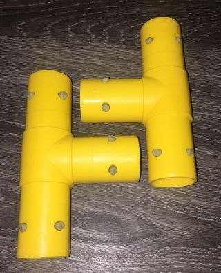 Set Of 2 Vintage Playskool Pipeworks Yellow Tee 3 - Way Connectors