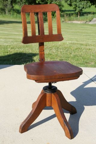 Antique Oak Drafting Stool Chair Architect Office drafting table adjustable wood 2