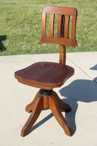 Antique Oak Drafting Stool Chair Architect Office drafting table adjustable wood 5