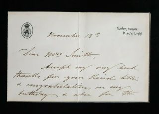 Prince of Wales Albert Edward King Edward VII Letter Signed Document Autograph 5