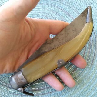 Vintage Antique Toledo Spain Large Horn Navaja Clasp Folding Pocket Knife 3