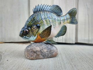 Jacob Sazama Bluegill Sunfish Fish Decoy Wood Carving Fishing Lure