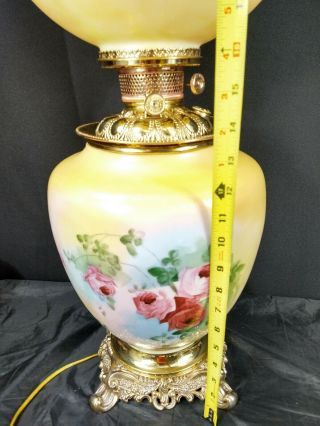 Victorian Fostoria Banquet Oil Lamp Hand Painted Roses GWTW 12 