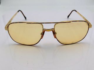 Vintage Luxottica Brown Gold Metal Aviator Sunglasses Frames Only Italy