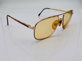 Vintage Luxottica Brown Gold Metal Aviator Sunglasses FRAMES ONLY Italy 2