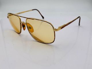 Vintage Luxottica Brown Gold Metal Aviator Sunglasses FRAMES ONLY Italy 3