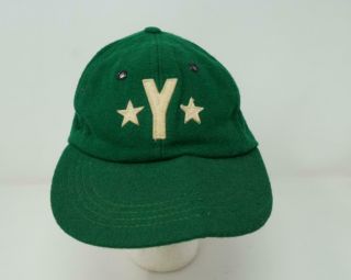 Vtg 50;s Wool Embroidered Baseball Fitted Hat Green