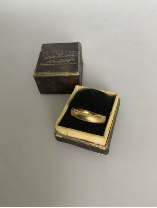 Antique 22ct Solid Gold Wedding Ring / Band 1921 London Size O 5.  7g