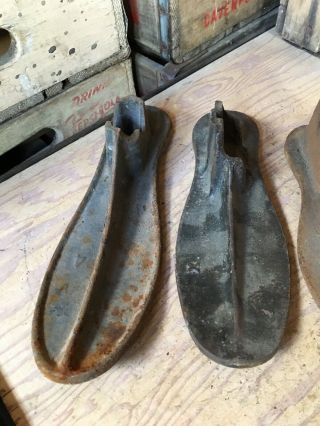 Set Of 4 Antique Vintage Cast Iron Cobbler Shoe Making Repair Molds Forms Boot 2