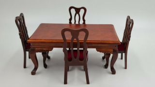 Great Vintage Bombay Company Wooden Doll House Furniture Dining Set Table Chairs