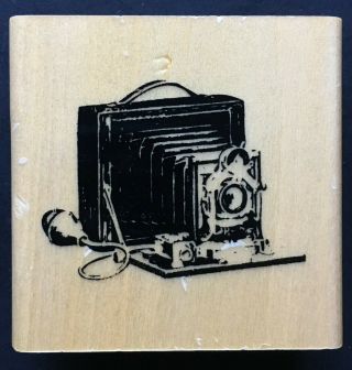 Antique Vintage Victorian Classic Photography Camera Long Lens Wood Rubber Stamp