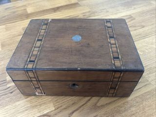 Antique Vintage Tunbridge Ware Wooden Sewing / Work / Writing Box -