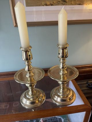 Antique 18th Century Heemskerk Brass Candlesticks Pair