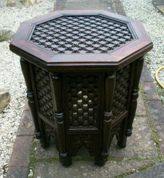 Stunning Large Antique Octagonal Anglo/indian Wooden Side Table