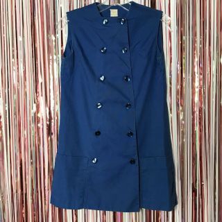 Vintage 60s Mr Franc Ruth Of California Blue Mod Double Breasted Mini Dress Flaw