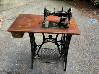 Antique Kayser Sewing Machine & Cast Iron Treadle Stand