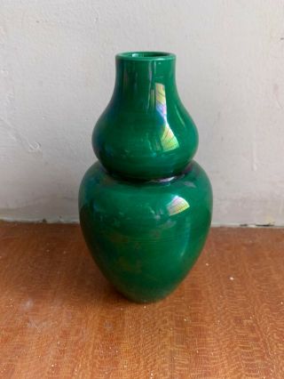 Antique Chinese China Green - Glazed Crackle Porcelain Ceramic Vases 3