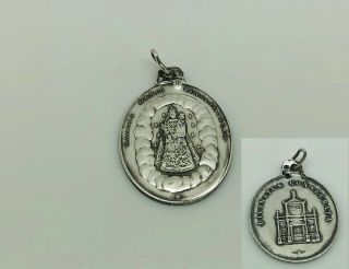 Antique French Sterling Silver Virgin Mary Einsiedeln Abbey Medallion Pendant