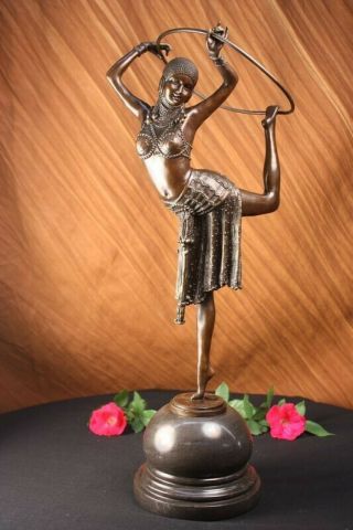 Vintage French Art Deco Bronze Amp; Marble Sculpture Of Dancer Chiparus Figurine