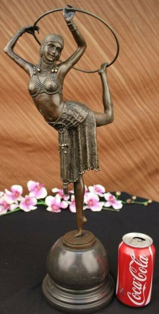 Vintage French Art Deco Bronze amp; Marble Sculpture of Dancer Chiparus Figurine 2